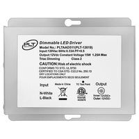 LED Driver - Dimmable - 12 Volt - 15 Watt Input 120V - For PLT LED Puck Lights - PLT-12619