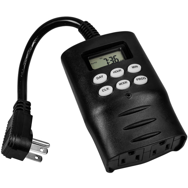 PLT Solutions PLTS-12335 - Digital Heavy Duty Outdoor Timer - 2 Outlets - 1000 Watt - 125 Volt